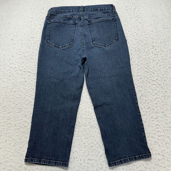 NYDJ Women's 6 (27x20) Cropped Capri Straight Leg Denim Jeans Navy Blue Stretch - Picture 6 of 12